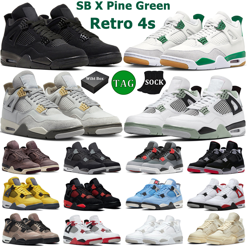 

Basketball shoes 4 retro Men Jumpman 4s Pine Green Military Black Cat Sail Thunder White Oreo Cool Grey Blue University Seafoam mens sports sneakers Trainer us13