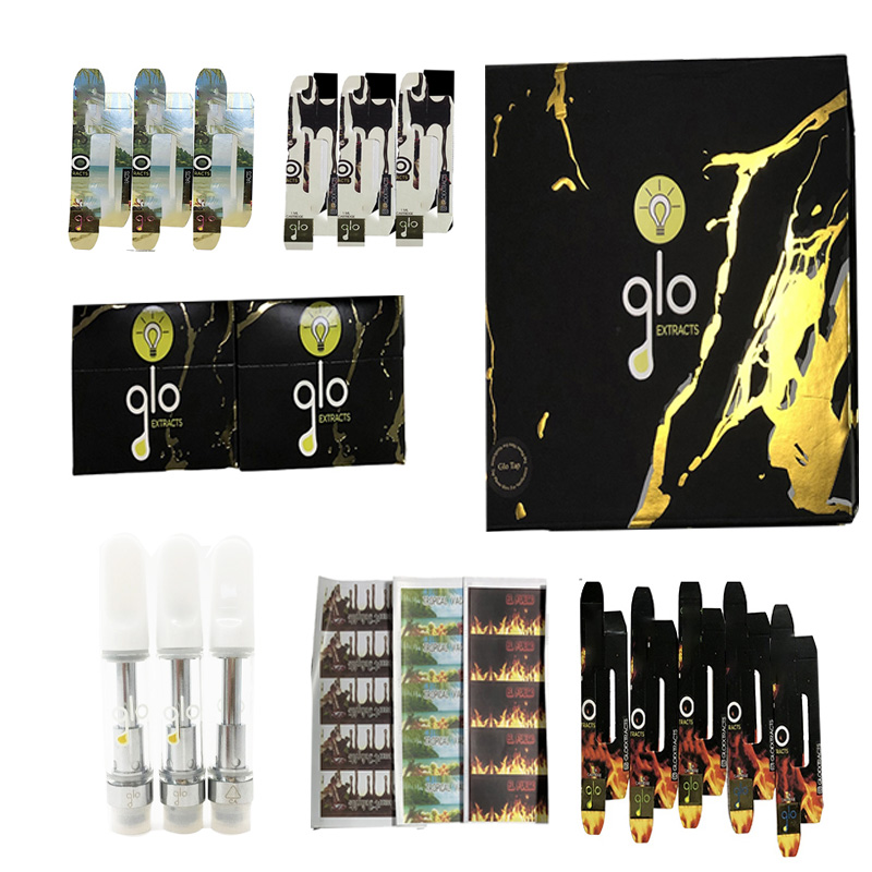 

GLO Extracts Carts Ceramic Coil Cartridge Atomizers E Cigarette 0.8ml 1.0ml Empty Vape Pen Cartridges Packaging 510 Thread Vaporizer Kit Thick Oil Atomizer with Box