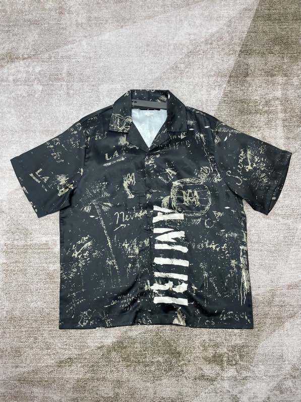 

Designer Clothing Men' Casual Shirts Amiiri Fw23 Summer New Letter Print Short Sleeve Shirt Men Luxury Streetwear fashion Tops for sale Rock Hip hop Shirts, Shipping fee