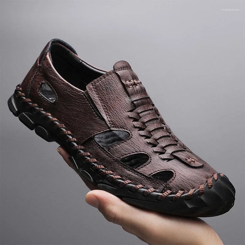

Sandals Golden Sapling Men's Retro Leather Summer Shoes For Men Classics Beach Footwear Fashion Male Sandalias Casual Chaussures, Black