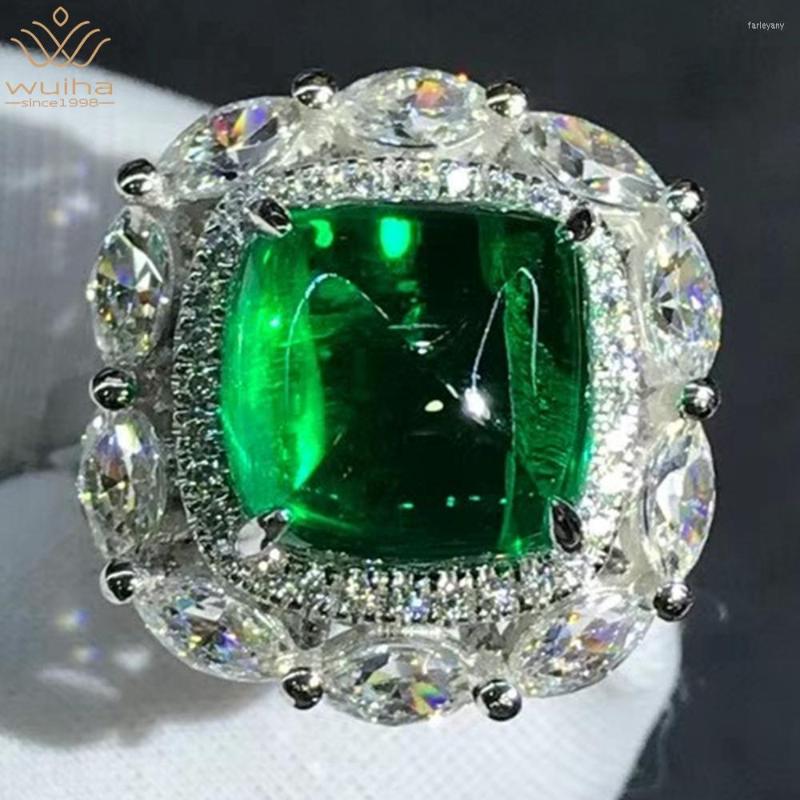 

Cluster Rings WUIHA Luxury Solid 9K White Gold 3EX 5.75CT VVS Emerald Created Moissanite Diamond Wedding Engagement Ring Fine Jewelry With