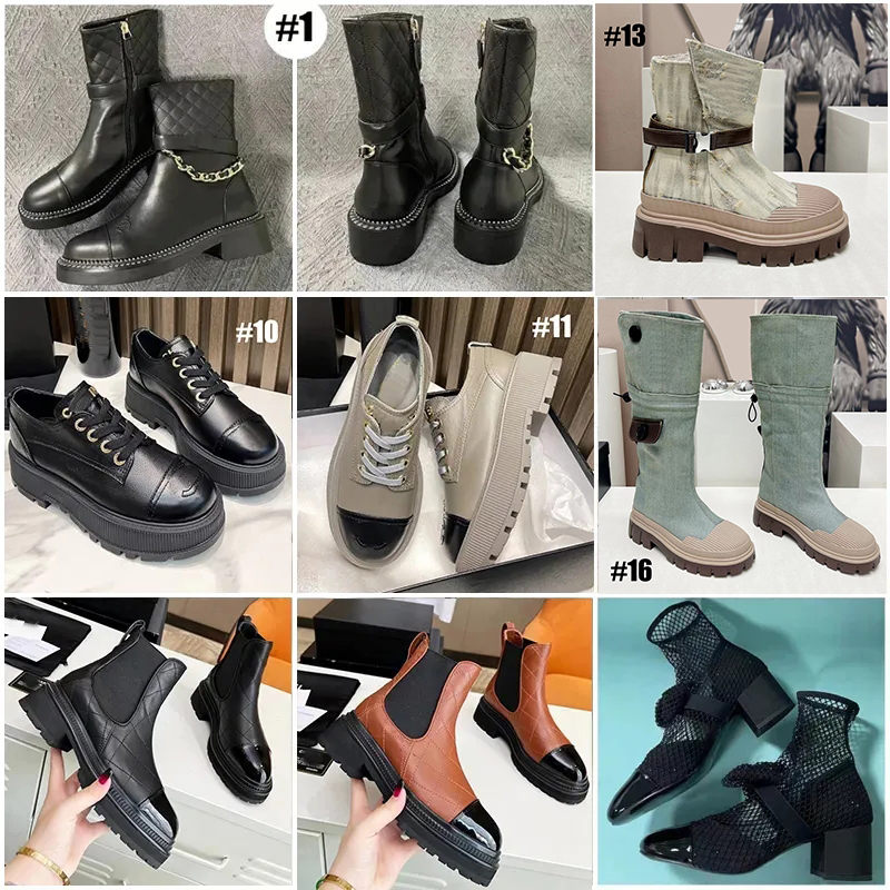 Bottes moyennes en maille pour femmes, bottes chaussettes avec Logo de marque, chaussures décontractées en cuir à lacets, haut de gamme/bonne mod
