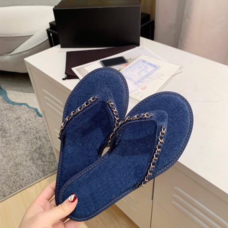 Denim pantoufle Design de mode diapositives pantoufles plates dames été en plein air plage casual tongs S0506