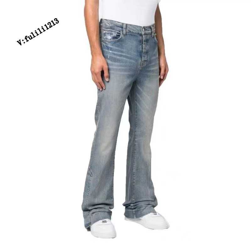 

Designer Clothing Luxury Casual Fashion Denim Pants Amiiri Trendy 22fw Blue Worn Out Wash Popular Flare Jeans for Men Women High Street in Autumn Winter, Old black