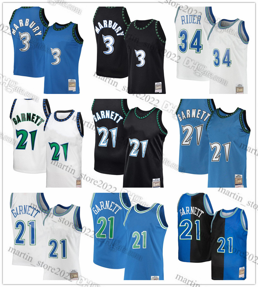 

Mitchell & Ness Vintage Stephon Marbury 3 Isaiah Rider 34 Kevin Garnett 21 Men Women Youth, Green
