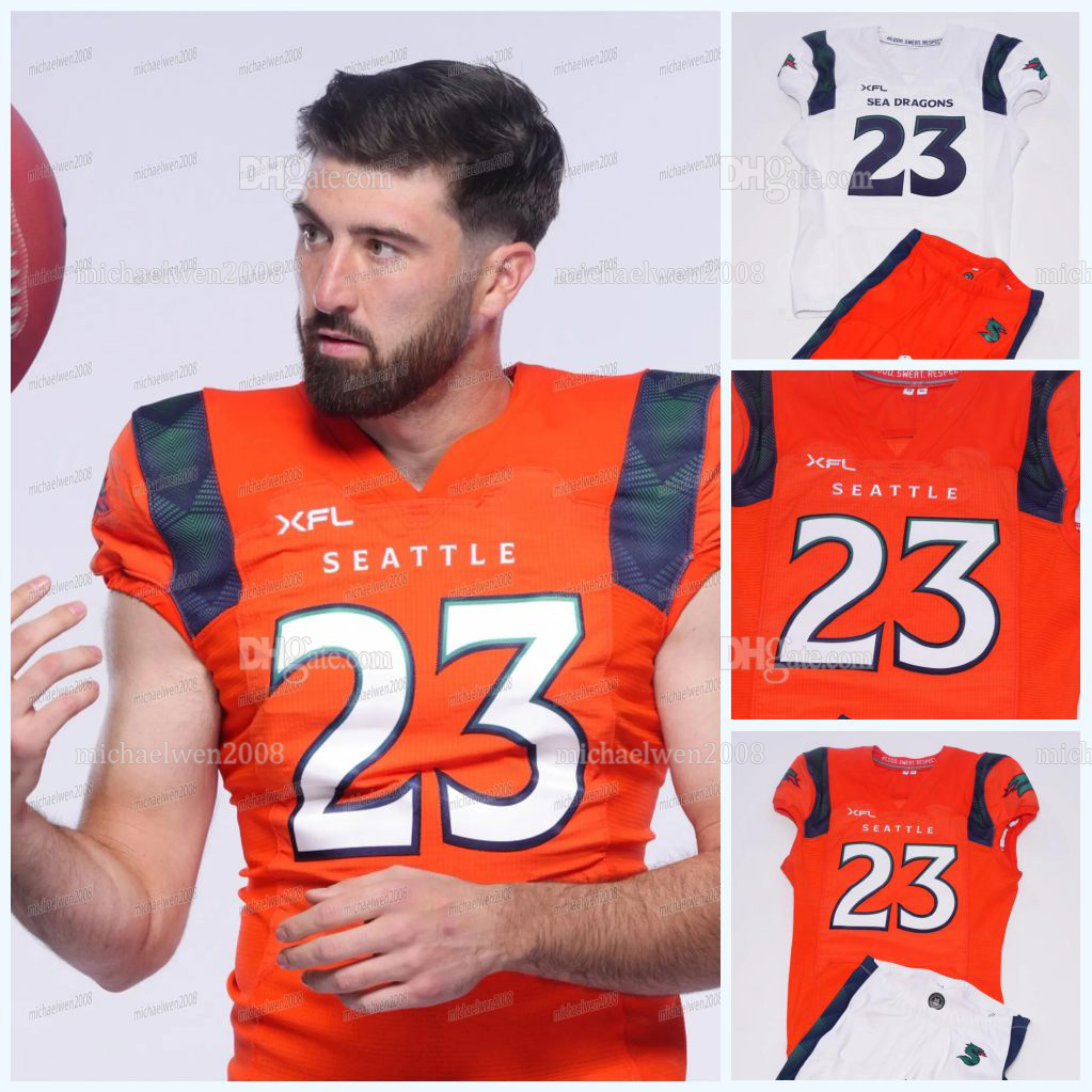 

Seattle 2023 XFL Sea Dragons Jersey Ben DiNucci Josh Gordon Harrison Frost Steven Montez T.J. Hammonds Juwan Green Blake Jackson Kelvin Mcknight Jahcour Pearson, White