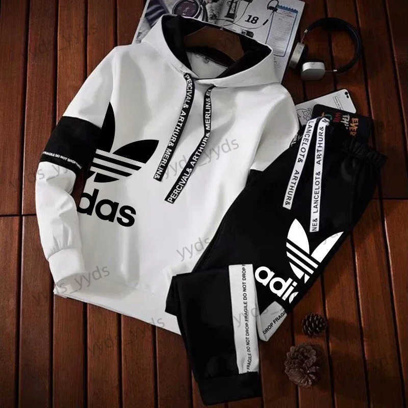 Men's Tracksuits Mens luxury printed sportswear casual solid color sports shirt+sports pants 2-piece windproof designer outdoor sports warm