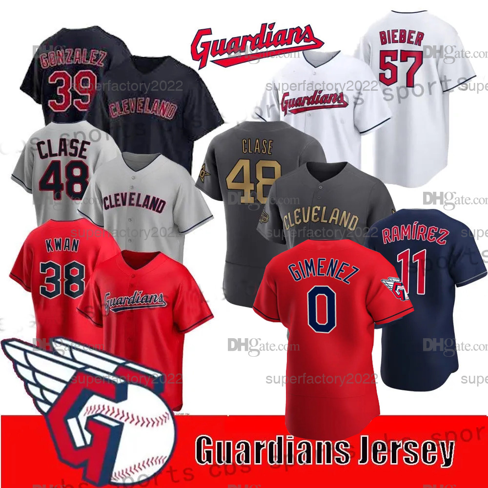 

Cleveland Jose Ramirez Guardians Jersey Shane Bieber Steven Kwan Andres Gimenez Josh Bell Mike Zunino Emmanuel Clase Logan Allen Gabriel Arias Zach Plesac, White coolbase youth s-xl
