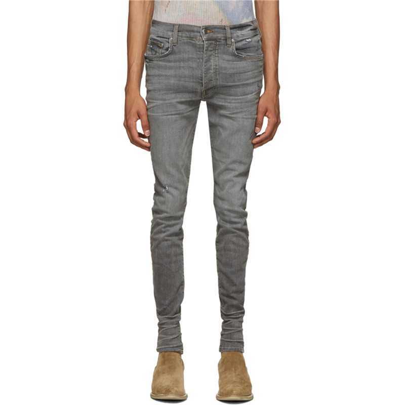 

Designer Clothing Luxury Casual Fashion Denim Pants Amiiri High Street Slp Yellow Mud Dirty Dilapidated Slim Fit Small Feet Collage Skin Hole Jeans Mens Womens Pants, Dark blue patchwork