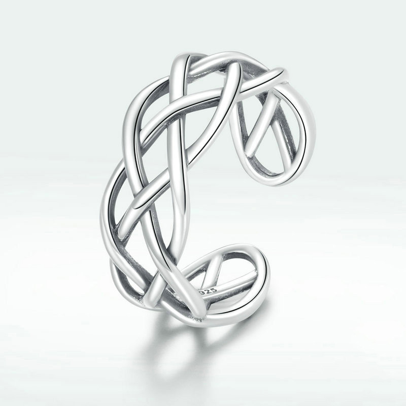 

Infinity Braided Open Ring Retro Silver Color Geometric Jewelry From 925 For Women Twisted Kpop Styles Intimate Accessory Female