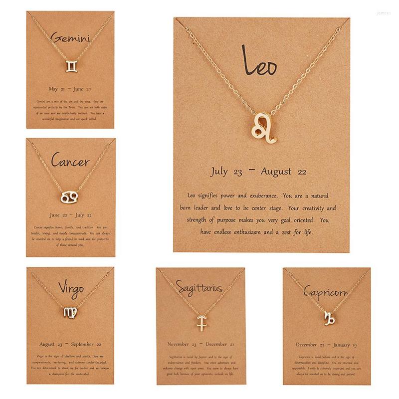 

Pendant Necklaces 1Pcs 12 Star Zodiac Sign Necklace For Women Girls Constellation Chain Choker Birthday Jewelry With Cardboard Card