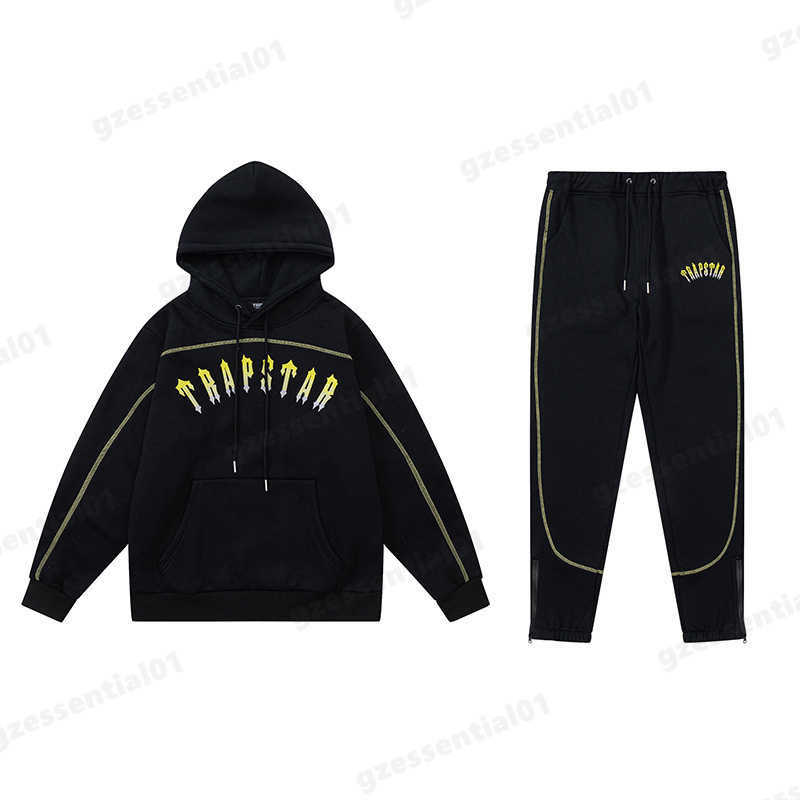

Yellow Trapstar Tracksuit Gradient Embroidered Padded Hoodie Sweatshirt Fashion Street Sportwear Sweatpants Tracksuits Women Pullover Track Suit Clothes, 7 black