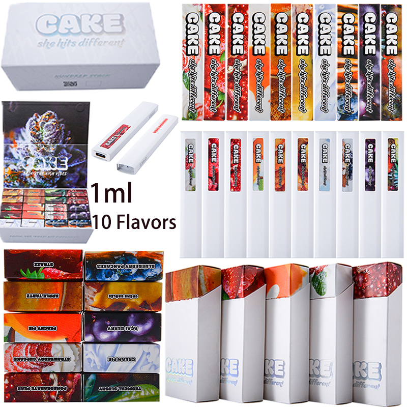 

10 Flavors Cake She Hits Different Disposable Vape Pens 5th Generation 1ml Empty Device Pods For Oil Cartridges Starter Kits 280mAh Battery With Bottom Type C Charger
