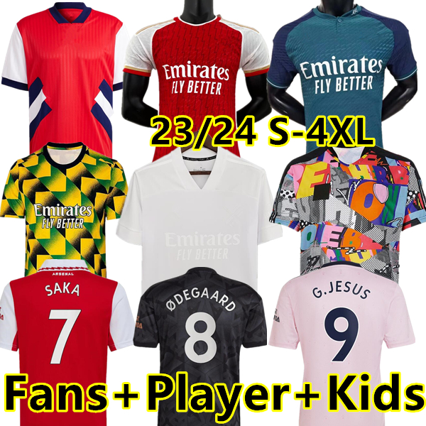 

Fans Player version soccer jerseys SALIBA Gunners 22 23 24 MARTINELLI G. JESUS 2023 2024 ARSen Love Unites jersey SAKA football shirt ODEGAARD kit Kids Equipment S-4XL, 23/24 away player