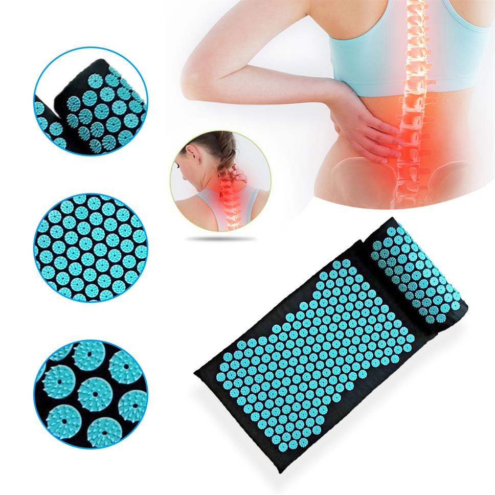 

Massager Cushion Pillow Yoga Mat Acupressure Relieve Back Relieve Body Pain Spike Mat Acupuncture Massage Mat with Pillow298g, Nude