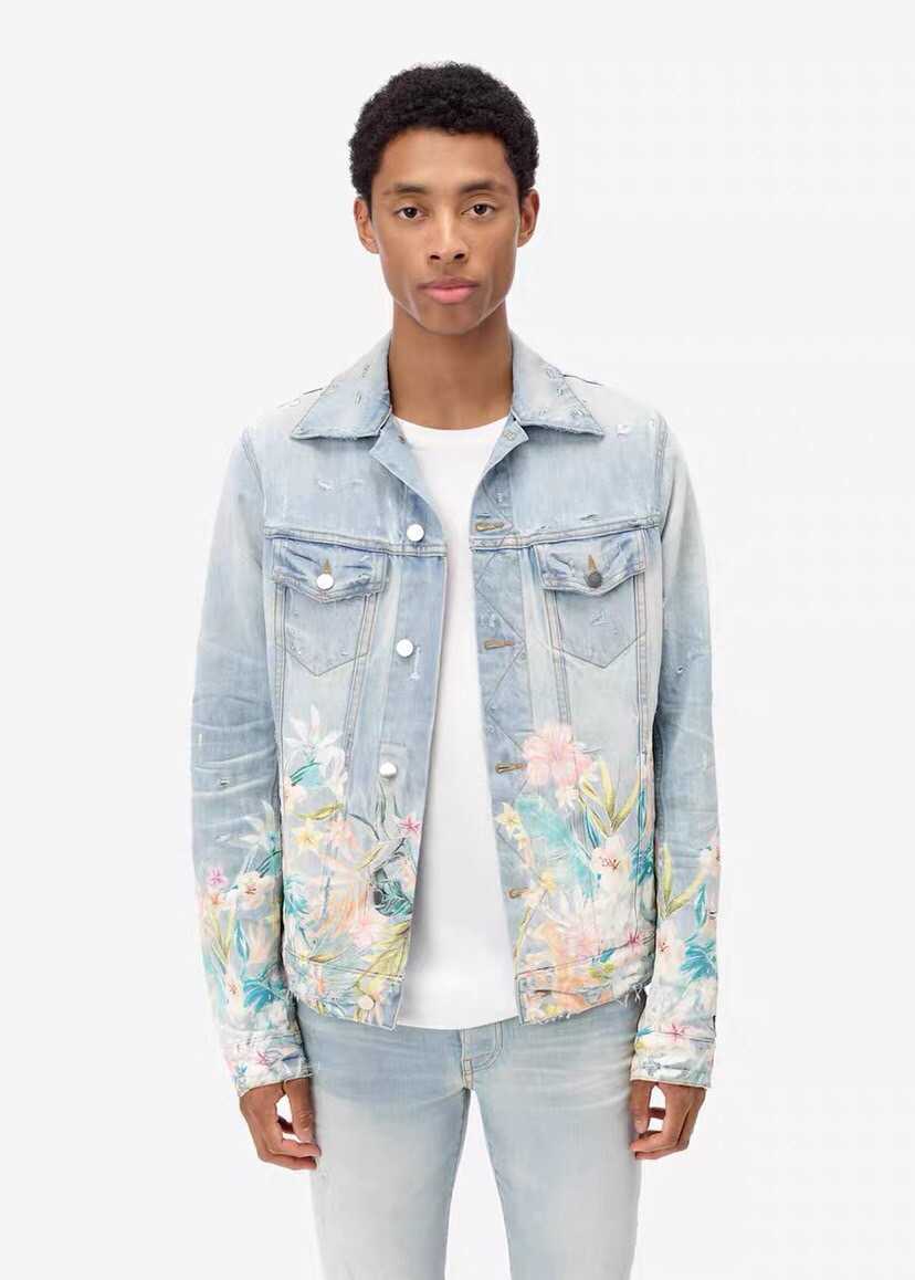 

Designer Clothing Casual Coats Amiiri 2023 Spring Autumn New Amiiri Andy Lau Comes with Flower Fashion Denim Coat Trend Denim Outerwear windbreaker, Shipping fee