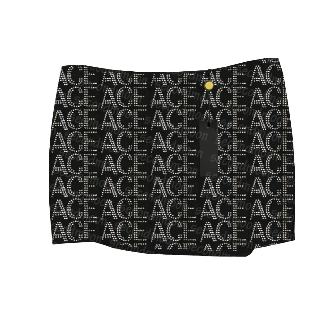 

Rhinestone Letter Skirt Women Sexy Short Skirts Summer Club Party Skirt Designer Letters Mini Skirts, Black