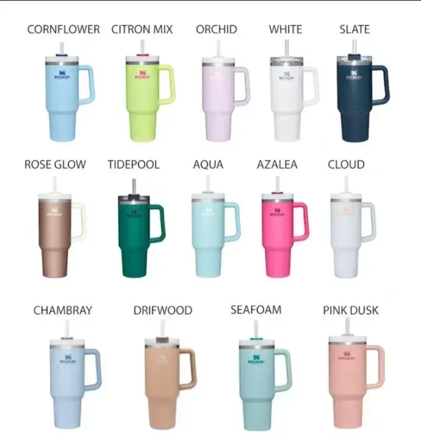 

With Silver Logo Stanley 40oz Stainless Steel Water Bottle Colored Handle Big Capacity Beer Mugs Insulated Tumblers Outdoor Camping Cups With Logo New, Cloud