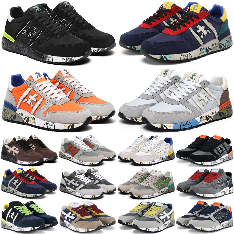 

Premiata Mick sneakers running shoes for men women black Leather Outdoor mens womens trainers runners shoe, #35 blueberry 40-45