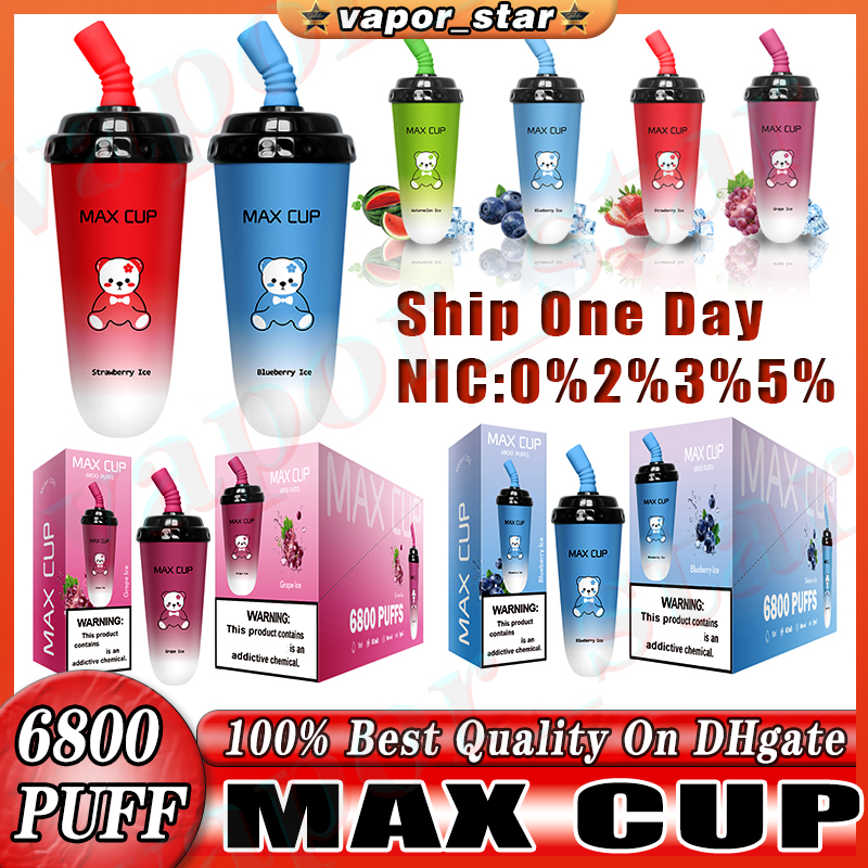 

Original Max Cup 6800 Puffs Electronic Cigarette 0/2/3/5% 16ML VS Puff 6000 Disposable Vape Pen Starter Kit Rechargeable 850mAh Battery Milk Tea Vape Coke Jar 12 Flavors