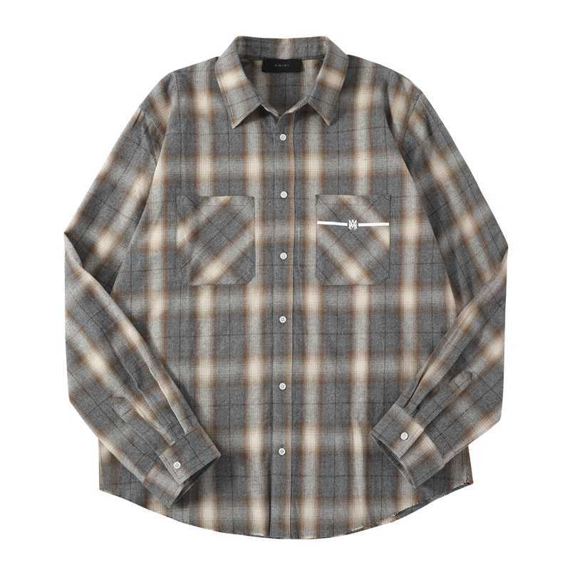 

Designer Clothing Men' Casual Shirts Amiiri 22ss Plaid Back Letter Print Men' Women' Casual Long Sleeve Shirt Fashion Luxury Streetwear fashion Tops for sale, Shipping fee