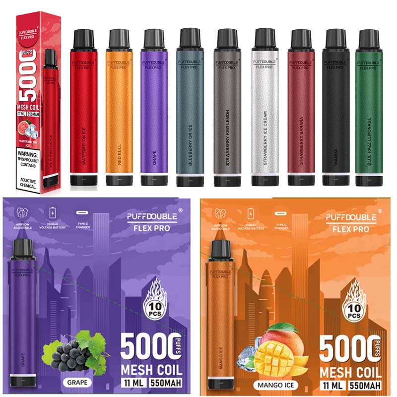 

Original QST Puff double flex pro 5000 puffs E Cigarettes 11ml 550mah Prefilled device disposable rechargable battery vape Authorized E cigs