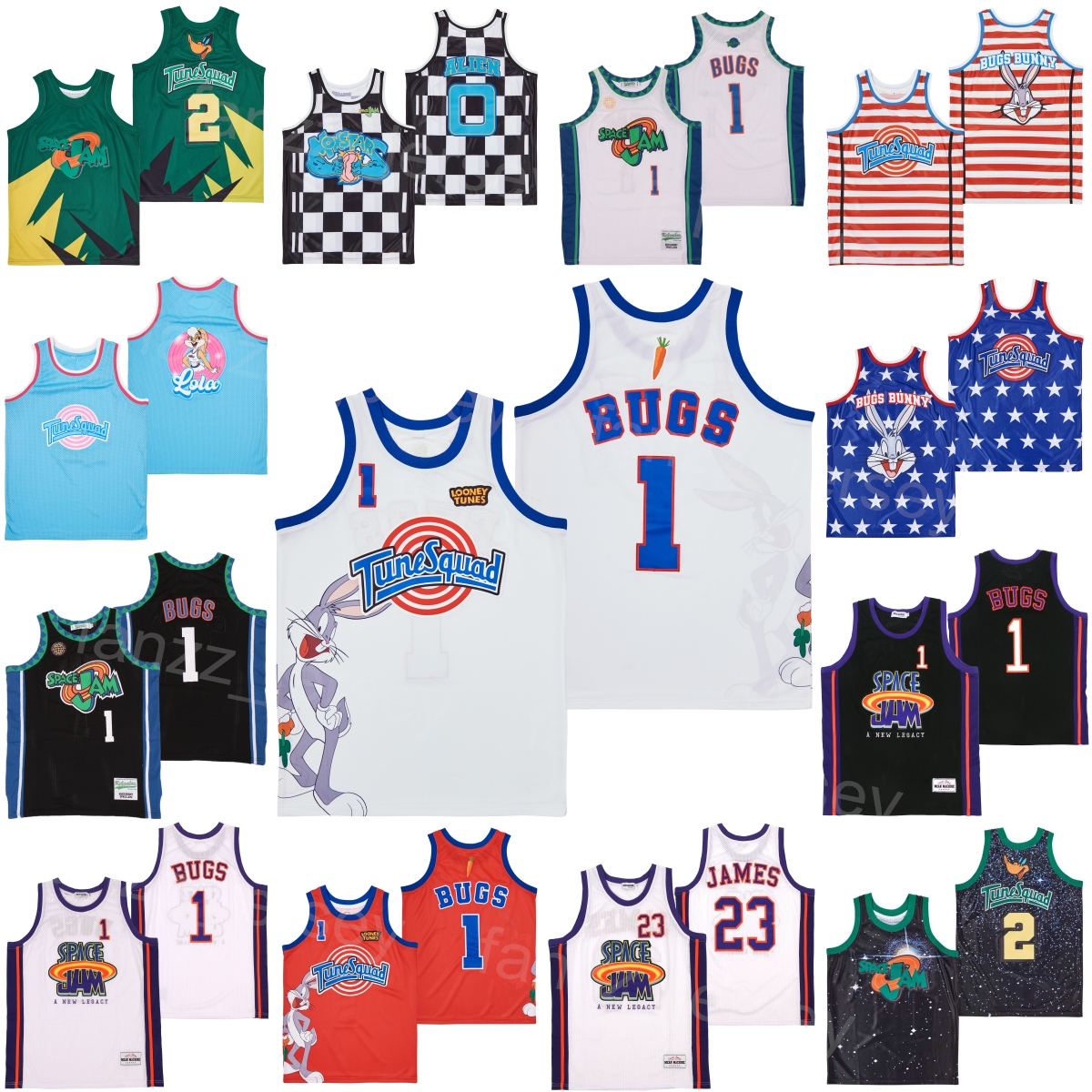 

Basketball Moive 1 Bugs Bunny Jersey Space Jam Tune Squad Looney 23 Lebron James LEGACY SUPERSTAR MONSTARS CHECKERED LOLA TUNESQUAD STRIPED Pullover High School, Black