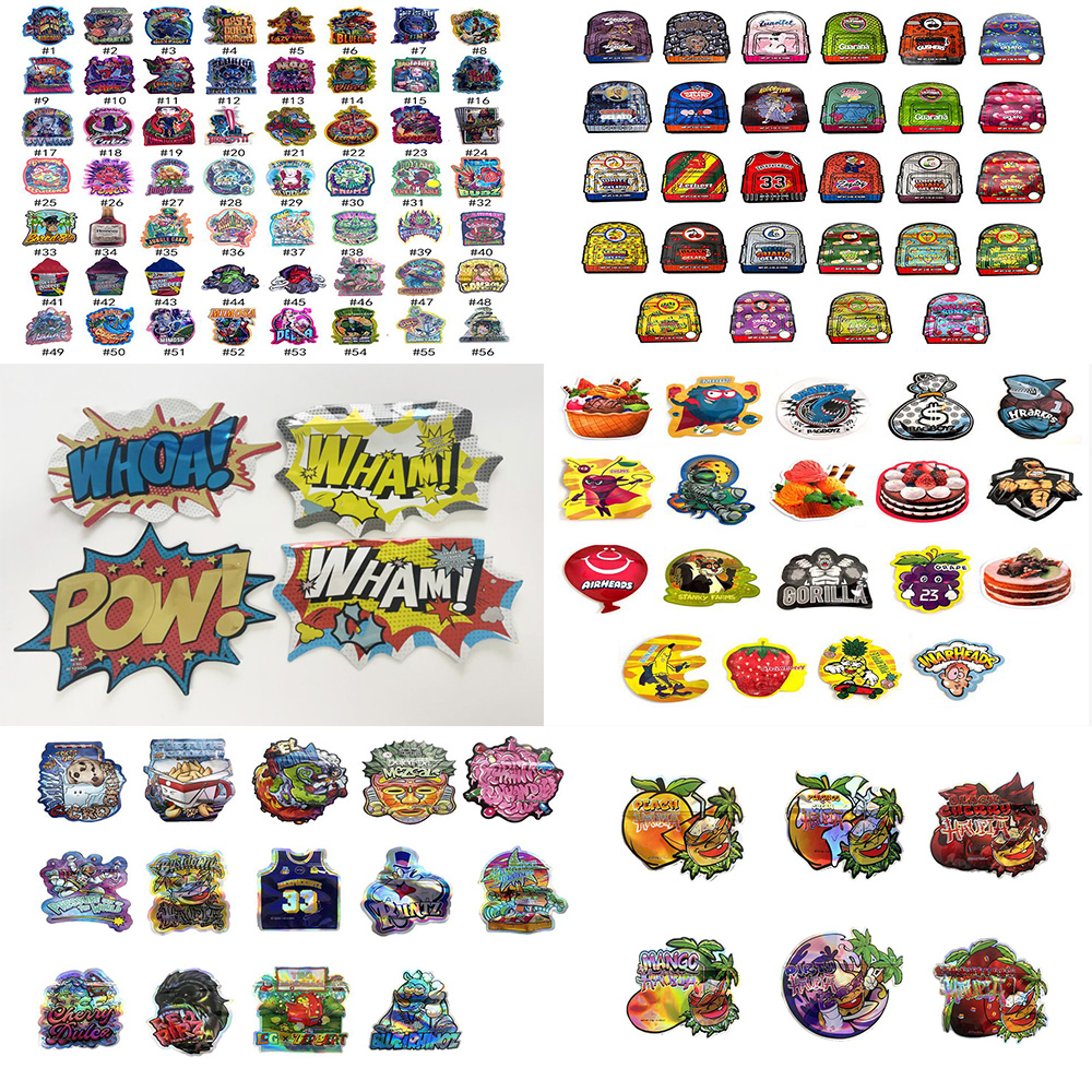

unique shape die cut 3.5g 7.0g Mylar bags smell proof zipper package EIGHTH coochie YUNGLB runtz MCRUNTZ backpack boyz sharklato jokes up BUTLER BUDS truffle runty dank