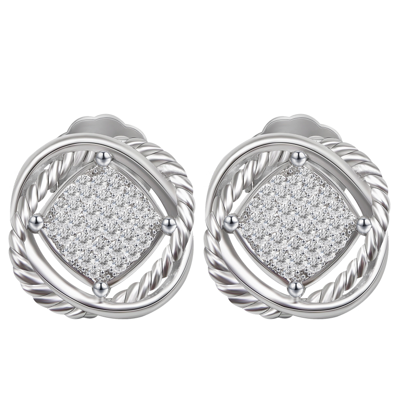 

Cluster CZ Stud Earrings Stylish Chic White Gold Plated Brass Statement Earrings for Women Fashion Jewelry Accessories Gift
