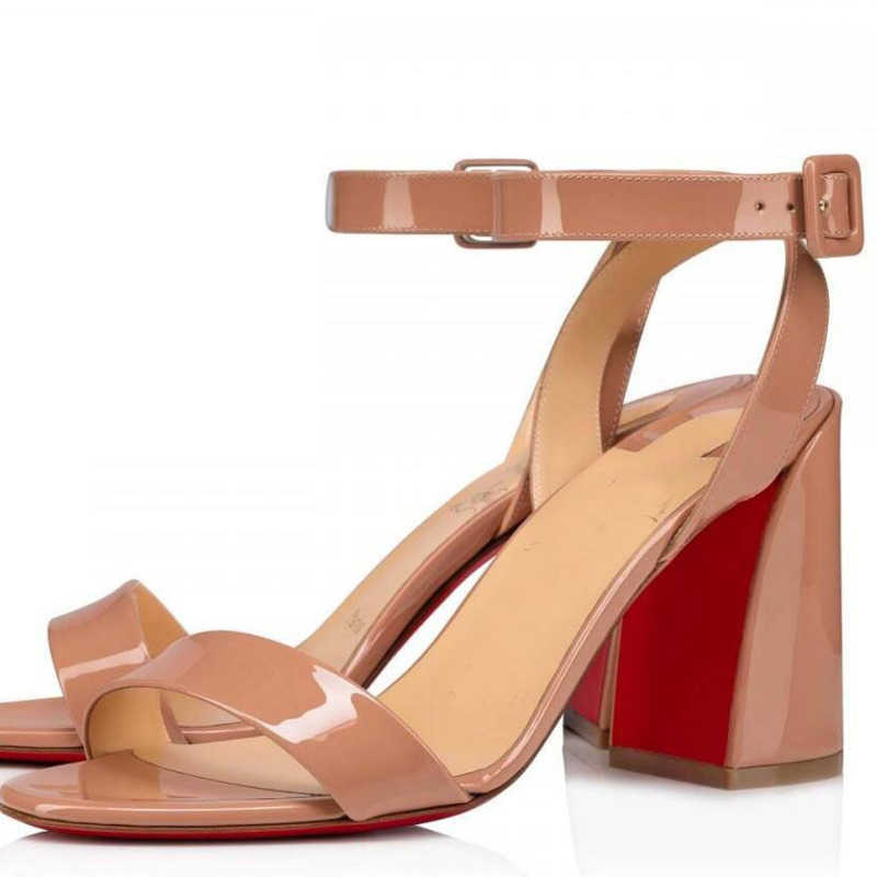 

Summer Luxury Miss Sabina Women Sandals Shoes Wedding Dress Patent Leather Nude Black High Heels Lady Sandalias