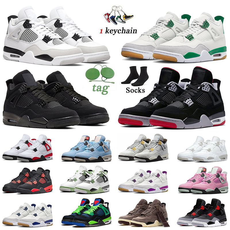 

Mens J4 Jumpman 4s Basketball Shoes 4 Pine Green Craft Sail White Cement Oreo Military Black Cat Canvas Red Thunder UNC Bred Retros Women Seafoam Sneakers US 12 13, D48 sail pink 36-40