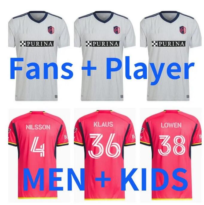 

MLS 2023 2024 St. L ouis City SOCCER JERSEYS NEW st Louis''RED' SC NILSSON 4 KLAUSS 36 NELSON GIOACCHINI VASSILEV BELL PIDRO FOOTBALL SHIRT player version fan men kids kit, 23/24