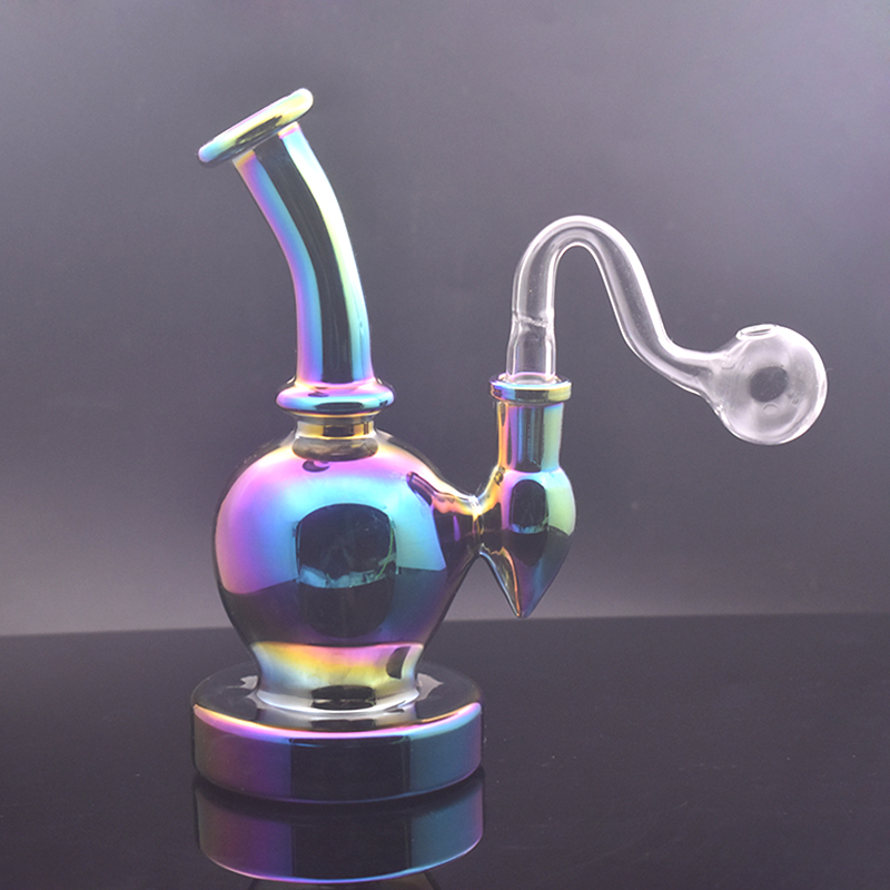

Rainbow Design Hookah Glass Oil Burner Bong Water Pipes Bubbler Hand Smoking Water Pipe Recycler Dab Rig Bong with 14mm Male Glass Oil Burner Pipe and Tobacco Bowl
