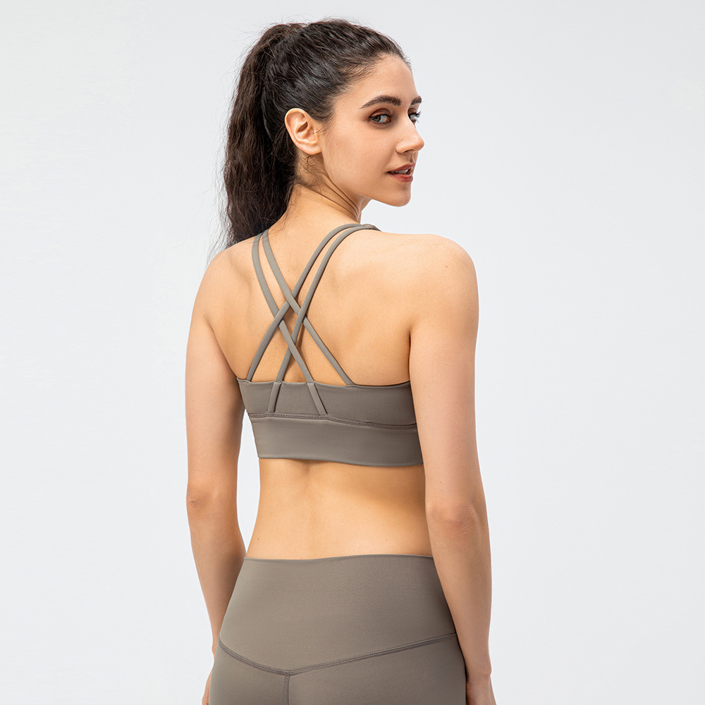 

Yoga Bra Cross Underwear Shockproof Outdoor running sports vest, Grey