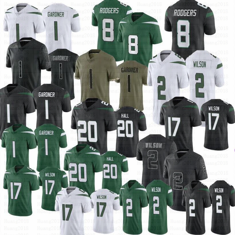 

Breece Hall Ahmad Sauce 1 Gardner Aaron Rodgers Football Jersey Jetes Zach Wilson Elijah Garrett Wilson, Youth