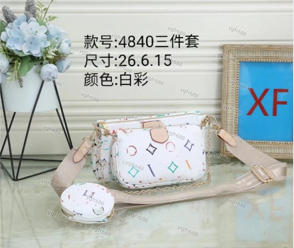 

new Multi Pochette women crossbody shoulder bags luxury Designer Handbags Wallet fashion 3 pce/ set Clutch backpack Waist New, Black flower