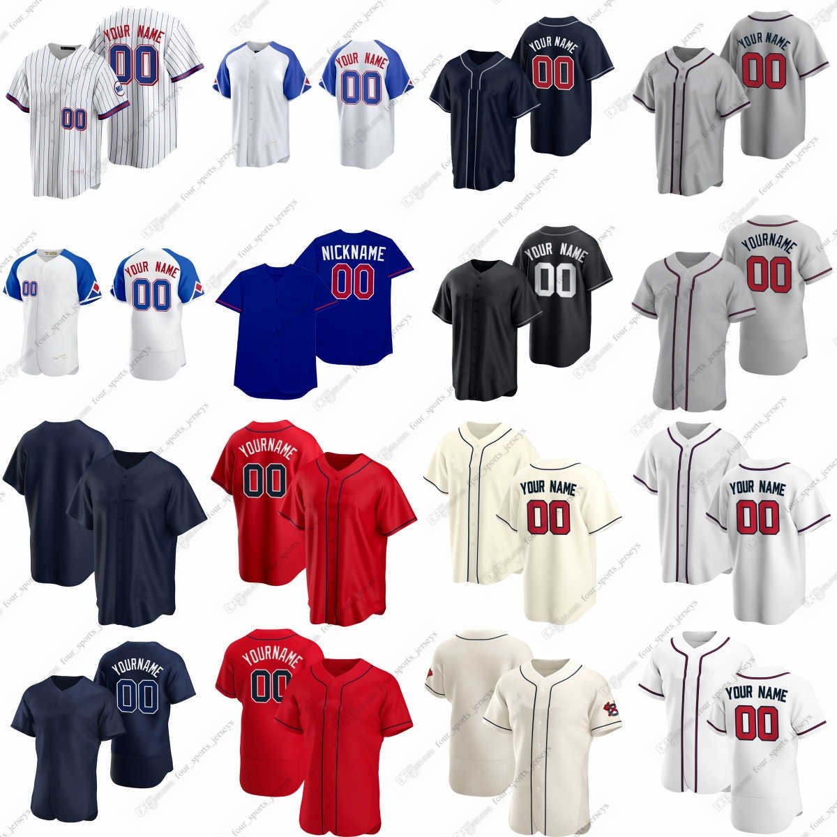 

2023 Custom Baseball Jerseys Bryce Elder Joe Jimenez Dylan Lee A.J. Minter Charlie Morton Spencer Strider Michael Tonkin Kyle Wright Kirby Yates, Men sizes--6xl