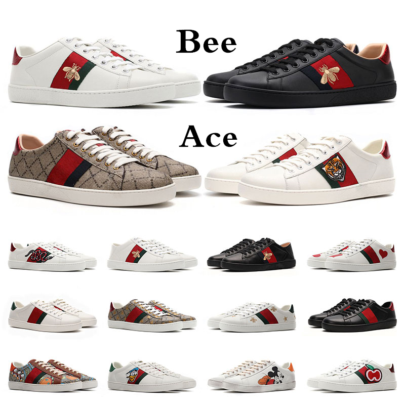 

Men Women Casual Shoes Fashions Ace Bee Tiger Heart Embroidered Canvas Genuine Leather Sneakers Bees Outdoor Mens Sports Trainers Size 35-45