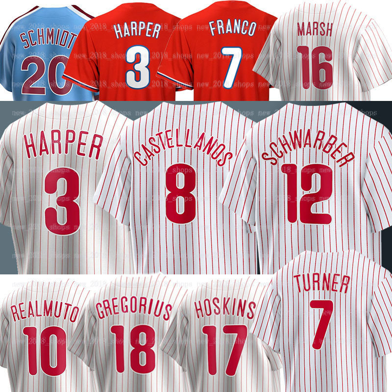 

Harper Phillies Baseball Jerseys Trea Turner Nick Castellanos Ranger Suarez Zack Wheeler Brandon Marsh Kyle Schwarber Rhys Hoskins Realmuto Aaron Nola, Women(fei c r)