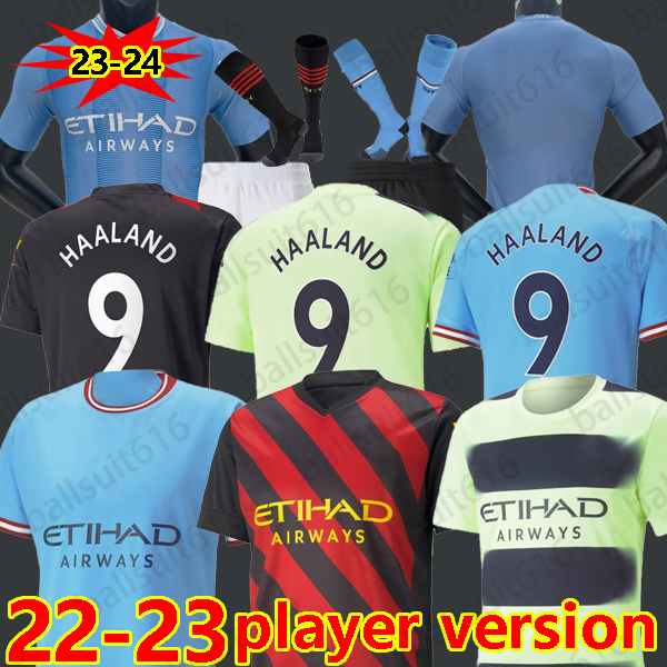 

23 24 HAALAND soccer jerseys Fans Player Version GREALISH STERLING MANS CITIES MAHREZ DE BRUYNE FODEN 2023 2024 football shirt kids kit sets uniform, 22 23 third