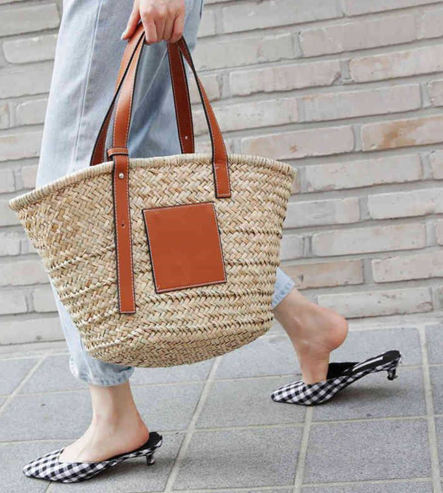 

Beach Bag Casual Rattan Large Capacity Totes Designer Wicker Woven Women Handbags Summer Beach Bali Straw Bags Lady Travel Big Basket Purse665, Medium 39cm