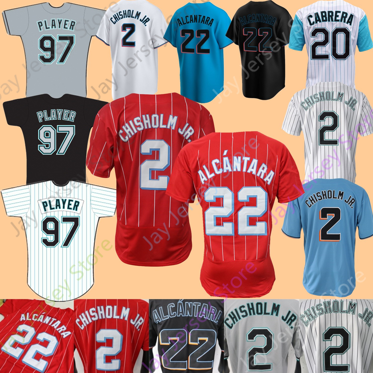 

Baseball Jersey Jazz Chisholm Jr. Sandy Alcantara Luis Arraez Jorge Soler Miguel Cabrera Dontrelle Willis Peyton Burdick Beckett Cueto Barnes Meyer Eury Perez, Florida grey i