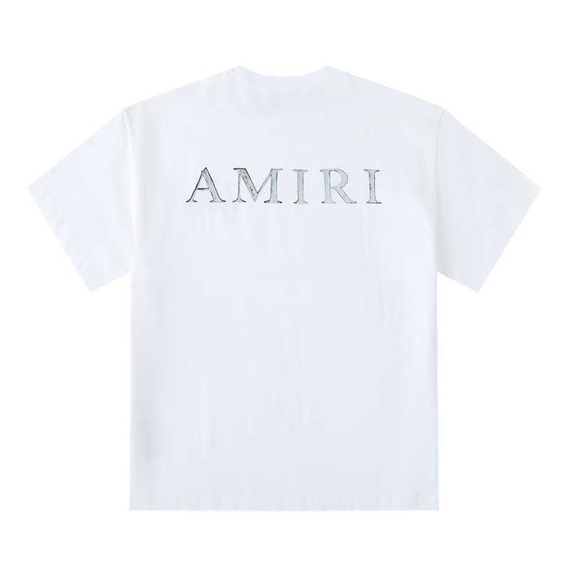 

Designer Fashion Clothing Tees Tshirt Amiiri Amiiri Style 22ss Bone Made Old Print High Street Short Sleeve T-shirt Luxury Casual Streetwear For sale, White