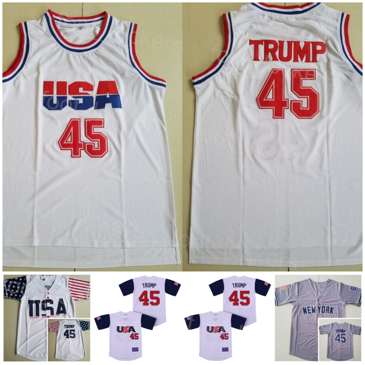 

US Moive Jersey Baseball Film 45 Edworder Trump New York Team White Grey All Stitched Retro Cooperstown Cool Base Sport Breathable Pure Cotton HipHop Uniform, Black