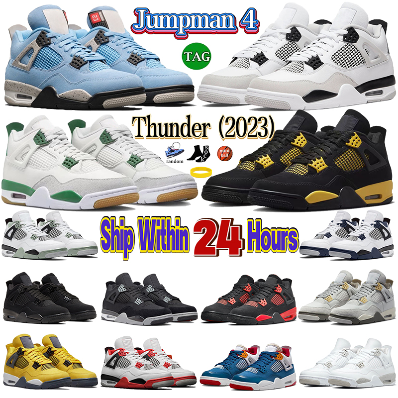

4 Basketball Shoes for men women 4s Pine Green Military Black Cat University Blue Jumpman Bred Red Thunder Chicago mens sneakers womens trainers, 28 white cement