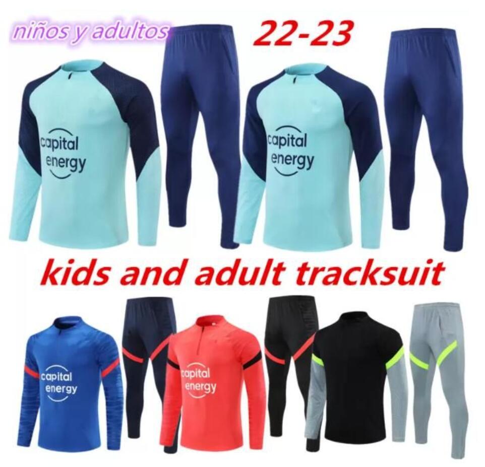 

22 2023 adult male and kids Madrid tracksuits survetement jacket Training suit soccer tracksuits 21 22 Atletico tracksuit set men football jackets, Red