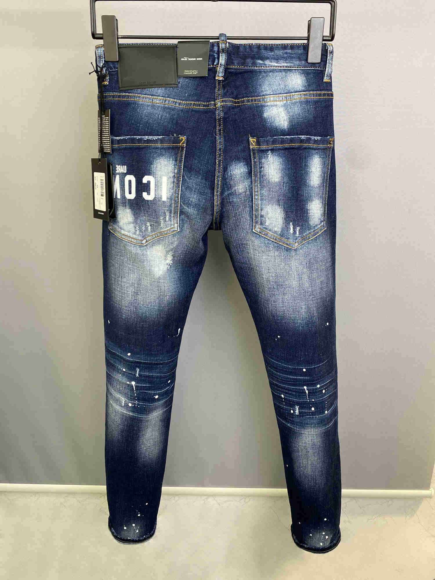 

DSQ PHANTOM TURTLE Men's Jeans Mens Luxury Designer Jeans Skinny Ripped Cool Guy Causal Hole Denim Fashion Brand Fit Jeans Men Washed Pants 61269, 01