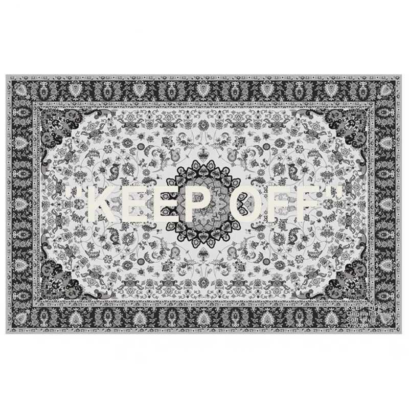 

Carpet Fashion Creative OW KEEPOFF Sheep Flour Co branded Entrance Door Carpet Boy Fashion Brand Toilet Entrance Floor Mat Wet grass rug, Label