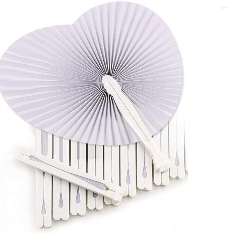 

Party Favor 50pcs White Folding Fans Blank DIY Painting Crafts Heart Shape Paper Hand Fan For Wedding Birthday Decoration Guest Gift