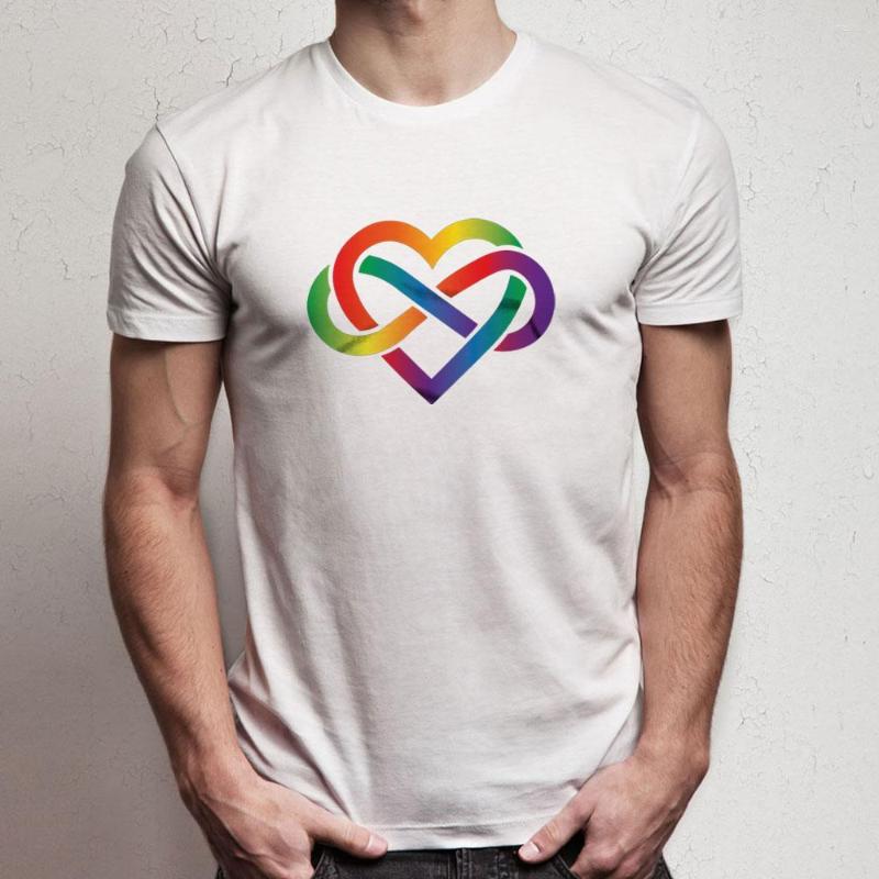 

HhMen's T Shirts Rainbow Infinity Heart Shirt HhH DKBJ, White